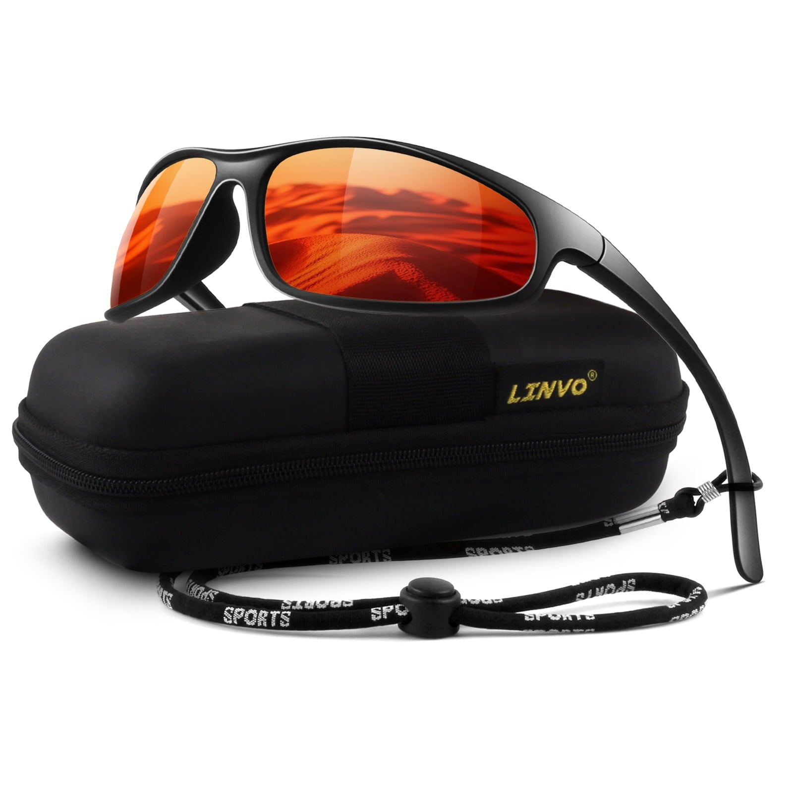 LINVO Sports Polarized Sunglasses for Men Women, Wrap-Around for Fishing, Cycling & Running, UV400 Protection-2 Pack - Polarized Sunglasses