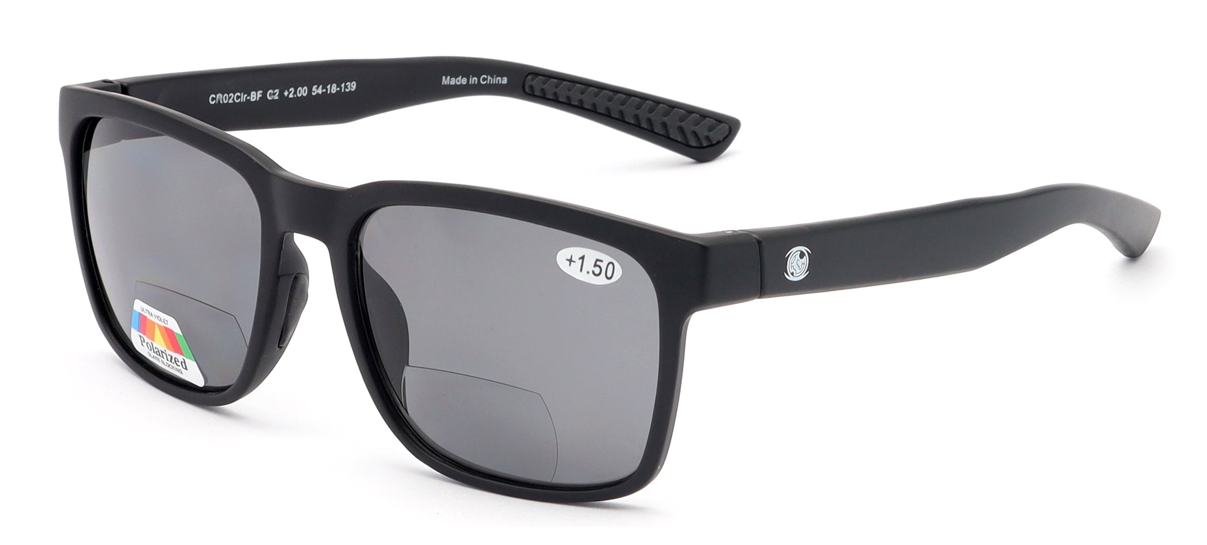 Men Tinted Polarized Bifocal Reading Fishing Sunglasses - Lightweight TR90 - UV Protection Reader 2.50 CR02