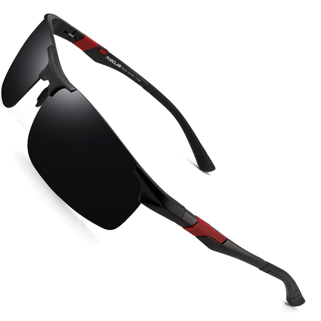 PUKCLAR Mens Driving Sunglasses Polarized Sports Sunglasses Al-Mg Metal Frame Cycling Fishing Golf Goggles