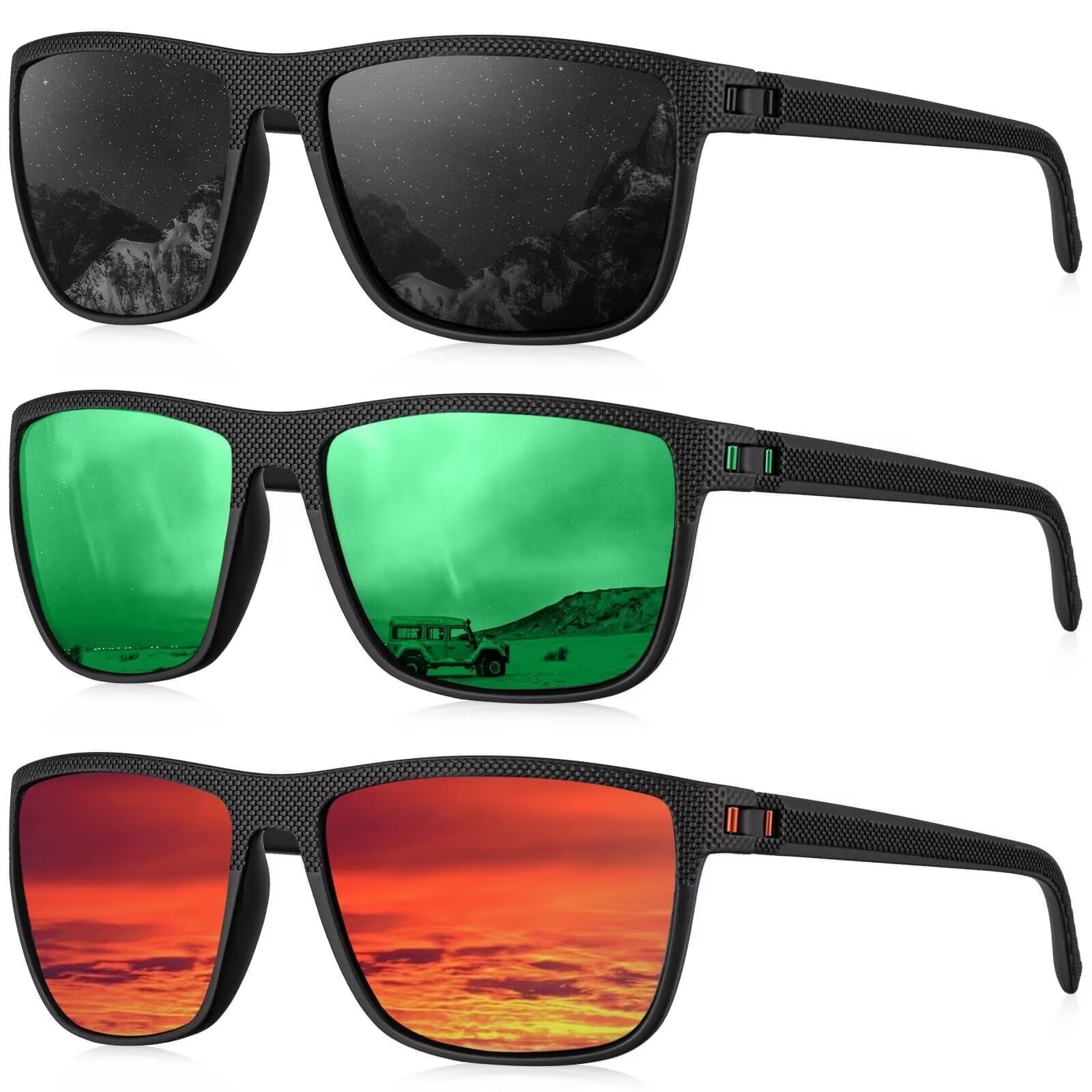 KALIYADI Polarized Sunglasses Men,Lightweight Mens Sunglasses Polarized UV Protection Driving Fishing Golf (Black/Brown/Dark Blue&Grey) - Polarized Sunglasses