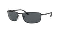 RAY-BAN RB3498 RB3498 Rectangle Shape Sunglasses Matte Black Frame | Polarized Grey Lens 61mm