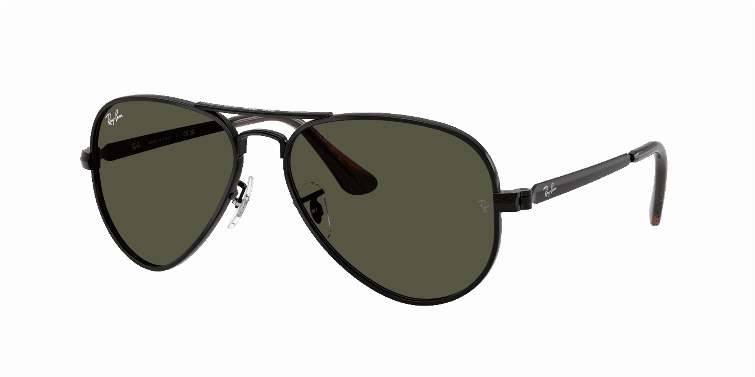 RAY-BAN RB3925 AVIATOR MAX Pilot Shape Sunglasses Polished Black Frame | Green Lens 58mm