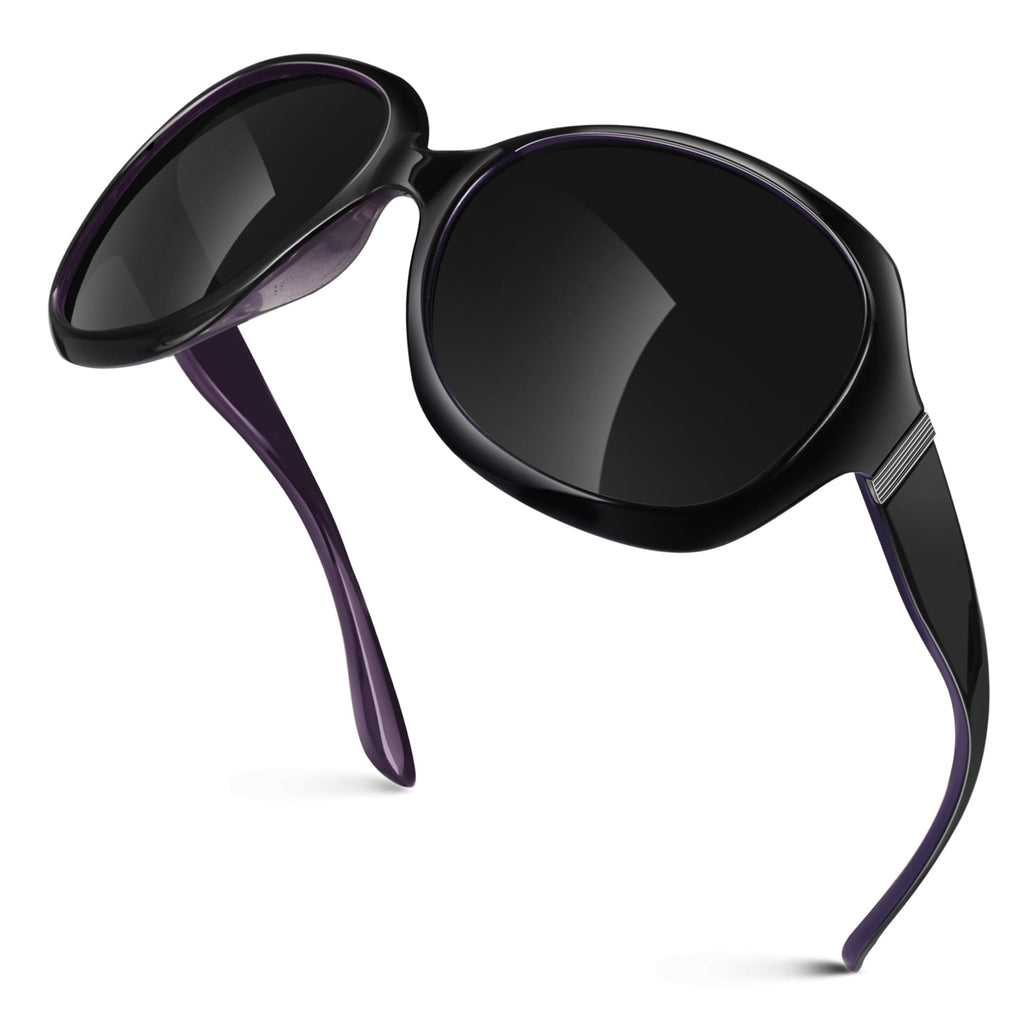 Sunier Oversized Sunglasses for Women Butterfly Style Polarized Sunglasses with Crystal Decor UV Protection-2 Pack - Polarized Sunglasses
