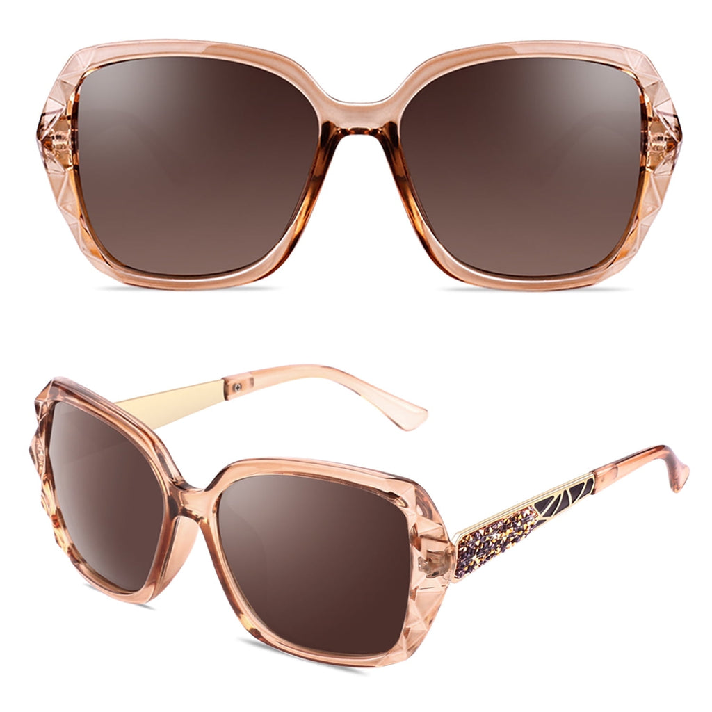 Sunier Oversized Sunglasses for Women Butterfly Style Polarized Sunglasses with Crystal Decor UV Protection-2 Pack - Polarized Sunglasses
