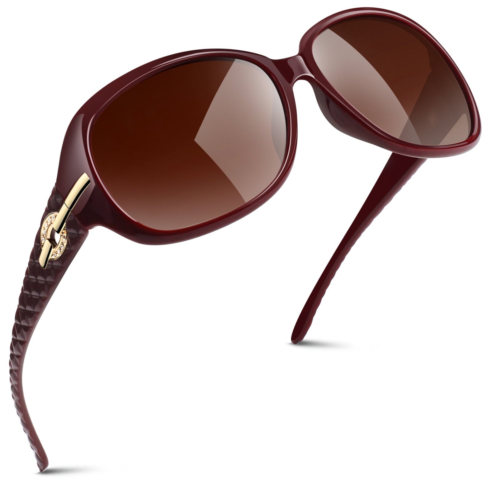 Sunier Oversized Sunglasses for Women Butterfly Style Polarized Sunglasses with Crystal Decor UV Protection-2 Pack - Polarized Sunglasses