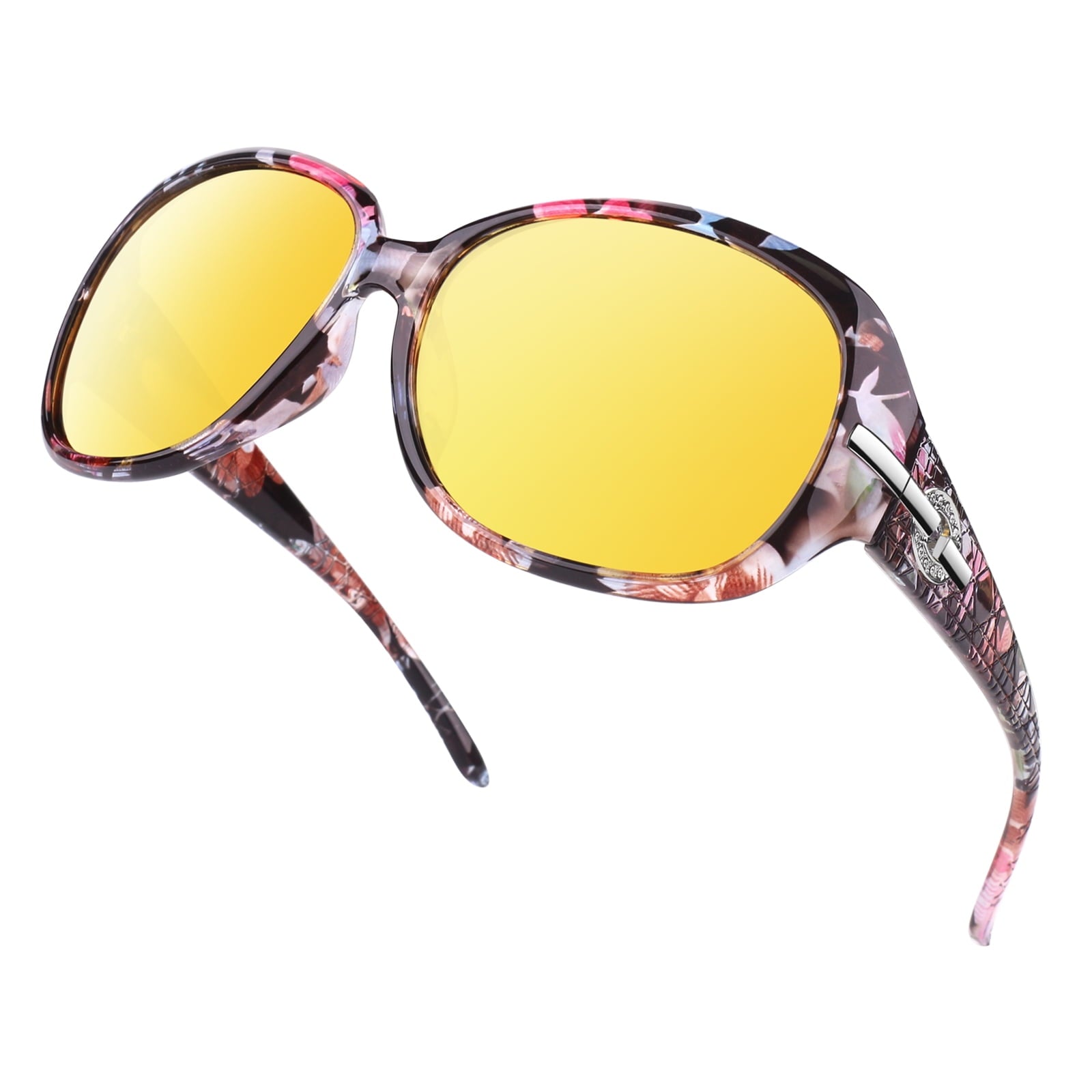 Sunier Oversized Sunglasses for Women Butterfly Style Polarized Sunglasses with Crystal Decor UV Protection-2 Pack - Polarized Sunglasses