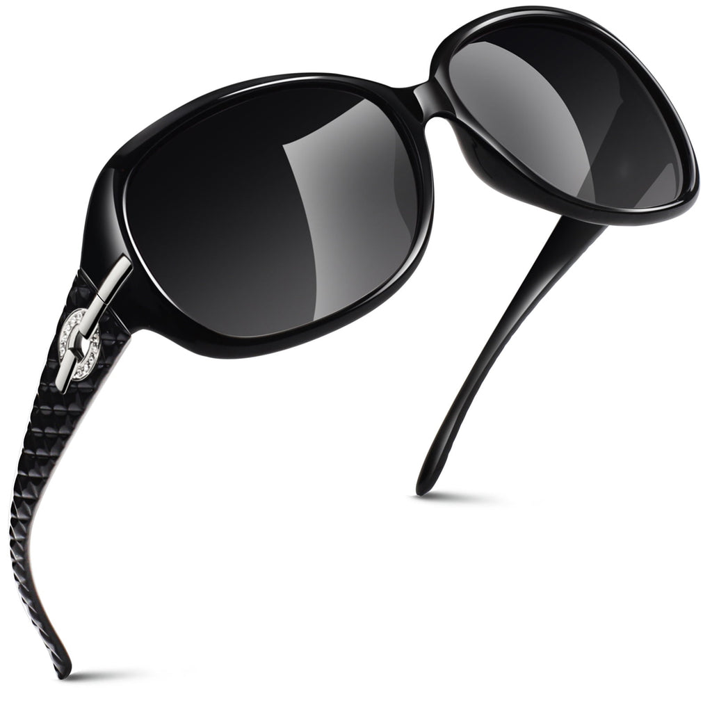 Sunier Oversized Sunglasses for Women Butterfly Style Polarized Sunglasses with Crystal Decor UV Protection-2 Pack - Polarized Sunglasses