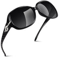 Sunier Oversized Sunglasses for Women Butterfly Style Polarized Sunglasses with Crystal Decor UV Protection-2 Pack - Polarized Sunglasses