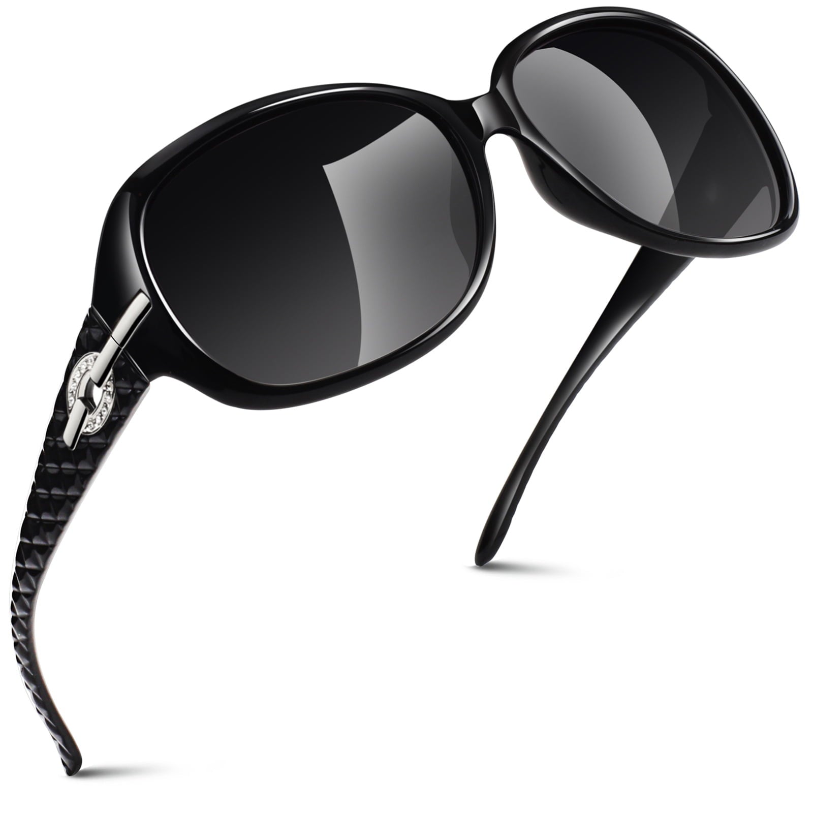 Sunier Oversized Sunglasses for Women Butterfly Style Polarized Sunglasses with Crystal Decor UV Protection-2 Pack - Polarized Sunglasses