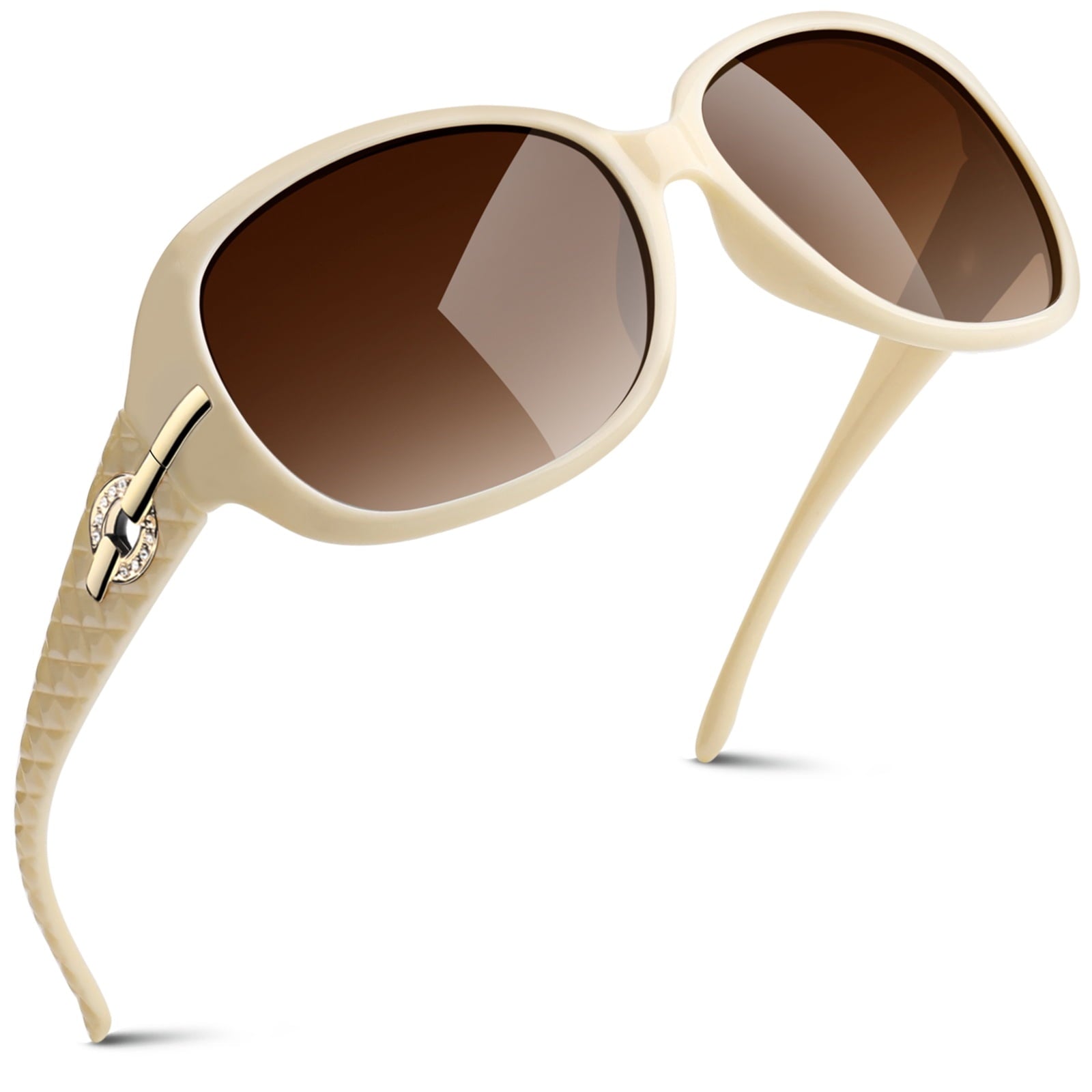 Sunier Oversized Sunglasses for Women Butterfly Style Polarized Sunglasses with Crystal Decor UV Protection-2 Pack - Polarized Sunglasses