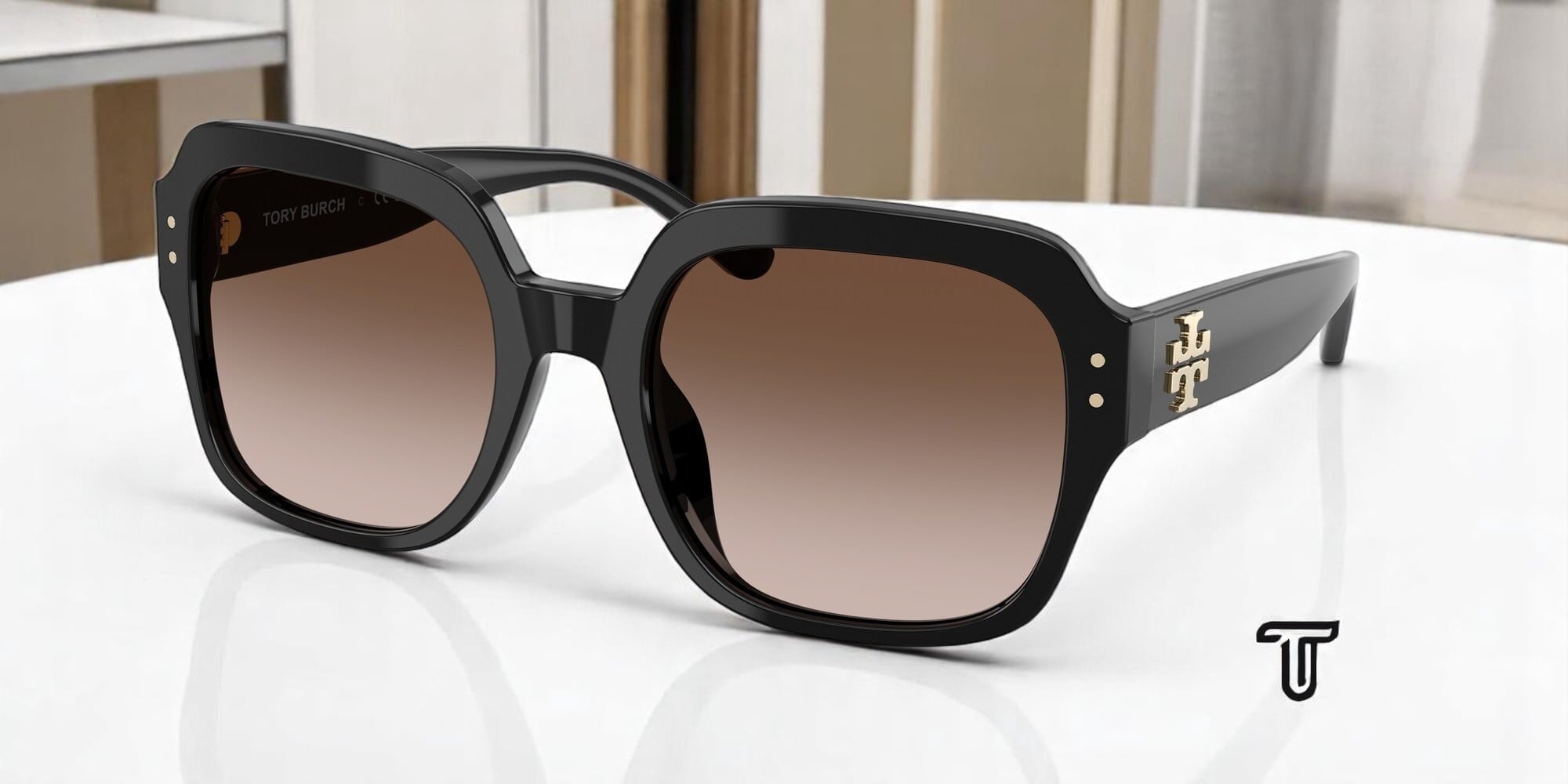 Tory Burch TY 7143U Plastic Womens Square Sunglasses Black 56mm Adult