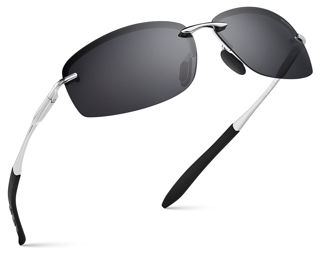 Xagger Polarized Rimless Driving Sunglasses for Men Metal Frame Anti-Glare UV400 Protection Sun Glasses - Polarized Sunglasses