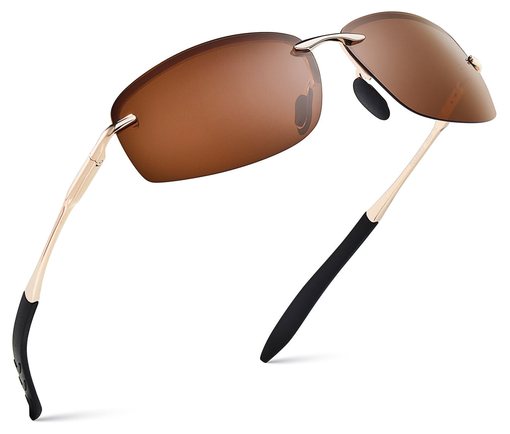 Xagger Polarized Rimless Driving Sunglasses for Men Metal Frame Anti-Glare UV400 Protection Sun Glasses - Polarized Sunglasses
