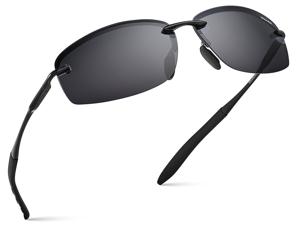 Xagger Polarized Rimless Driving Sunglasses for Men Metal Frame Anti-Glare UV400 Protection Sun Glasses