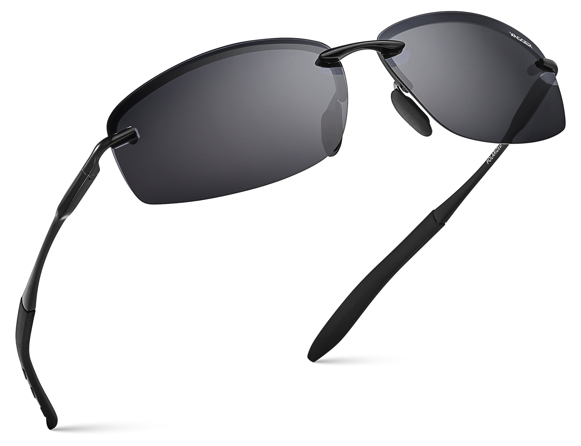Xagger Polarized Rimless Driving Sunglasses for Men Metal Frame Anti-Glare UV400 Protection Sun Glasses