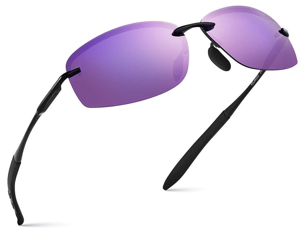 Xagger Polarized Rimless Driving Sunglasses for Men Metal Frame Anti-Glare UV400 Protection Sun Glasses - Polarized Sunglasses