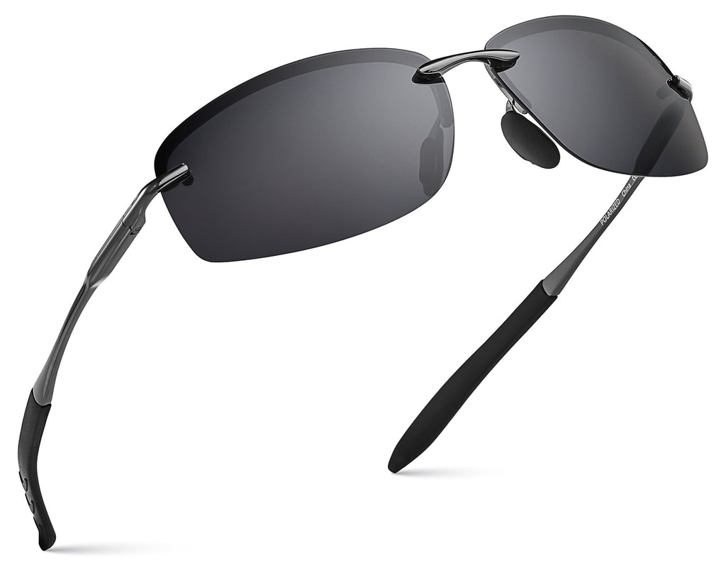 Xagger Polarized Rimless Driving Sunglasses for Men Metal Frame Anti-Glare UV400 Protection Sun Glasses - Polarized Sunglasses
