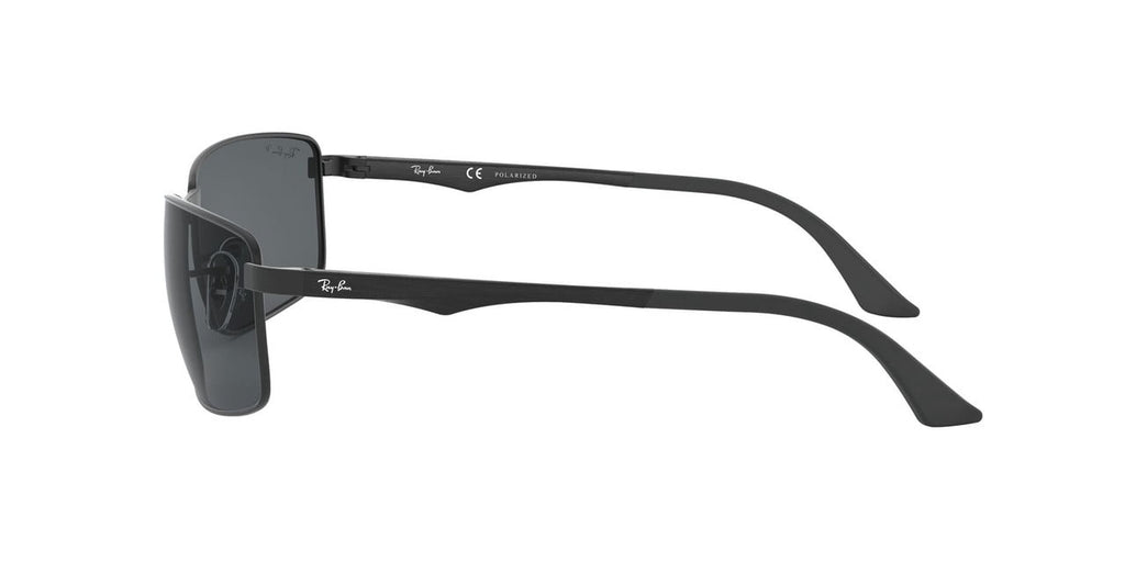 RAY-BAN RB3498 RB3498 Rectangle Shape Sunglasses Matte Black Frame | Polarized Grey Lens 61mm