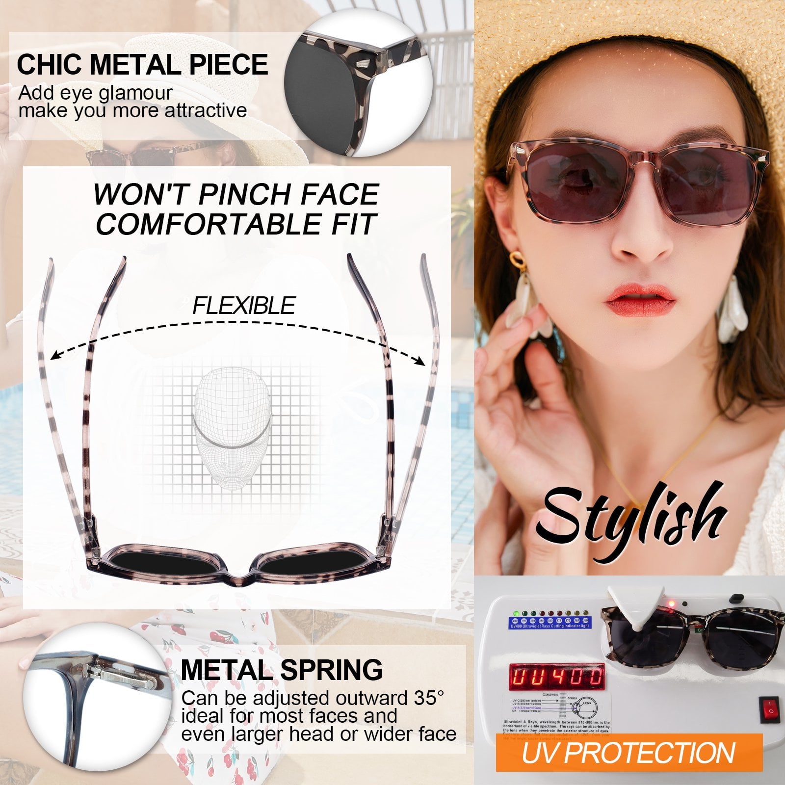 MARE AZZURO Bifocal Reading Sunglasses Women Trendy Square Outdoor Readers 0.0 1.0 1.5 2.0 2.5 3.0 3.5 4.0 (Leopard, 2.50)