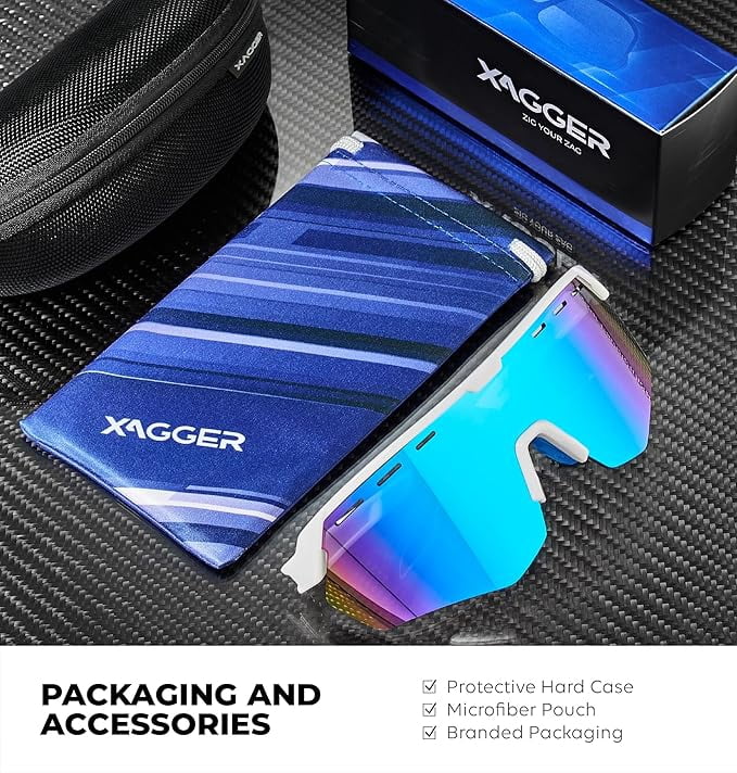 Xagger Sport Shield Sunglasses for Men Women Cycling Running Baseball UV400 Sun Glasses Wrap Around TR90 Frame