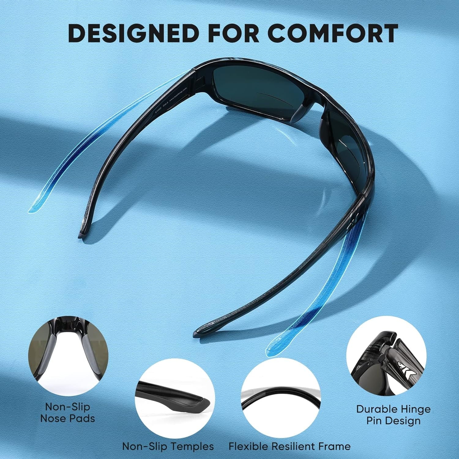 KastKing Ellijay Bifocal Polarized Sunglasses, Bi-Focal x1.5 x2.0 x2.5 Magnifications, Wrap Sport Reader Sunglasses