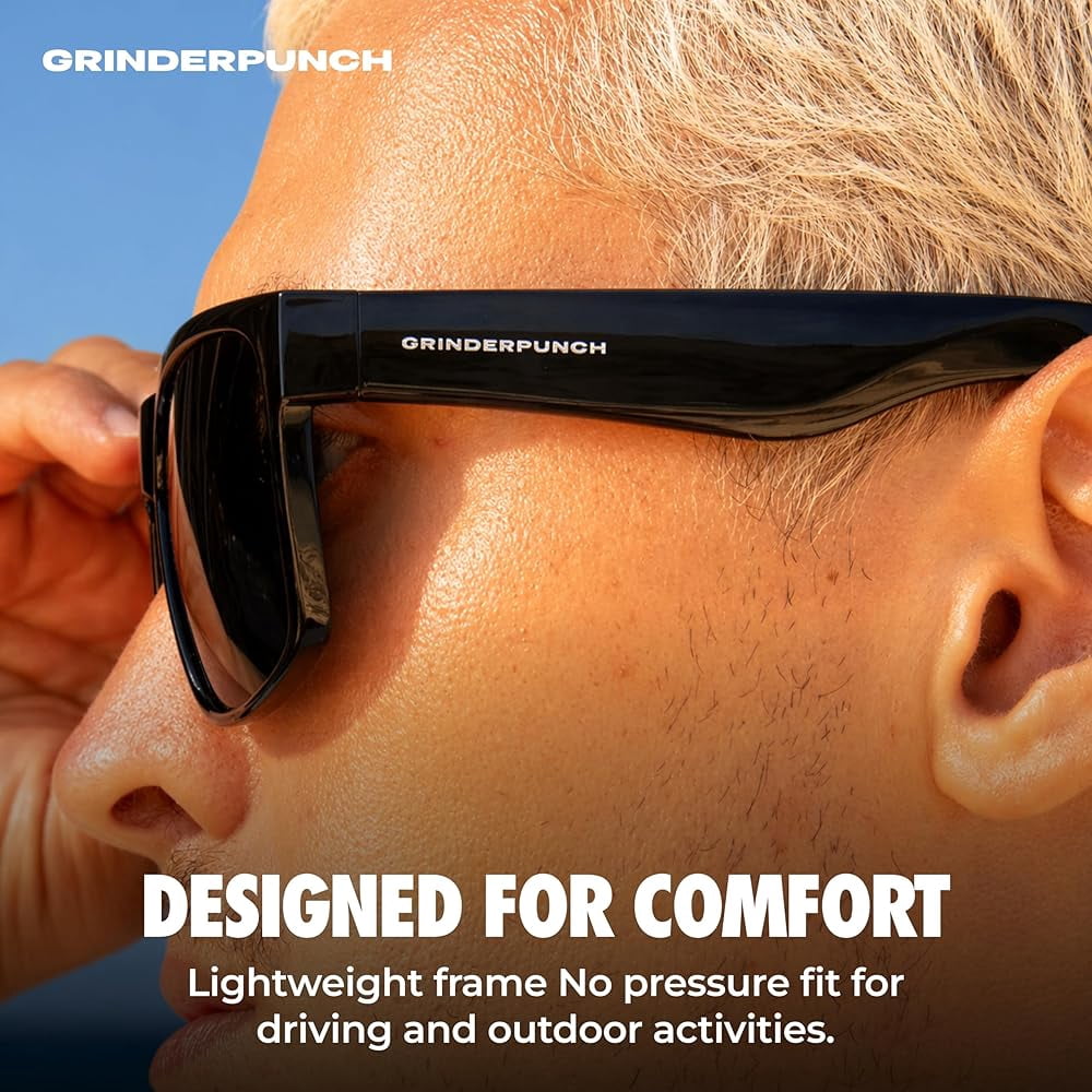 Grinderpunch Super Dark Polarized Sunglasses Men Women Category 4 Sun Glasses Black Out Shades UV400 Protection - 2Pack Super Dark