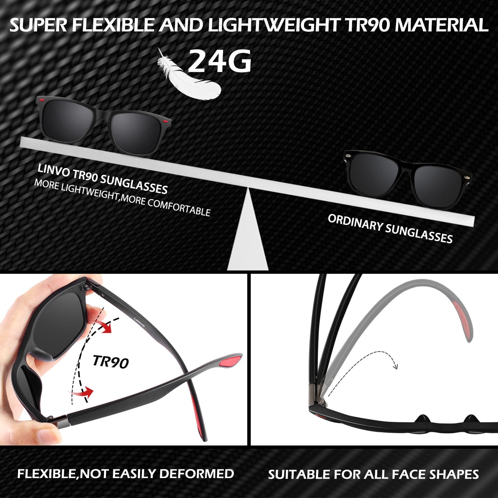LINVO Men's Retro Polarized Sunglasses for Men  UV400 with Rivets for Fishing Hiking Driving-2 Pairs
