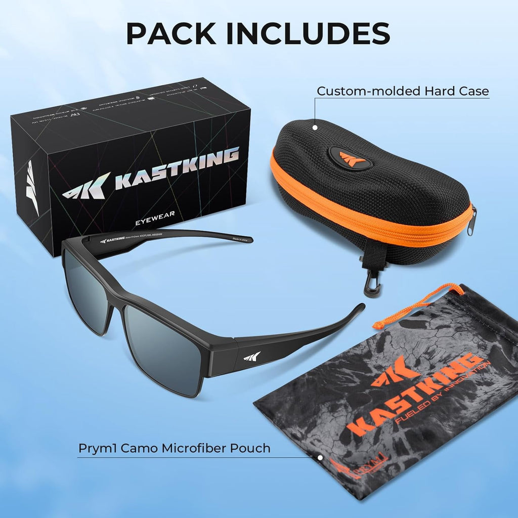 KastKing Molino Fit-Over Polarized Sunglasses,UV400 Protection Ultralight Wraparound Fishing Sports Sunglasses