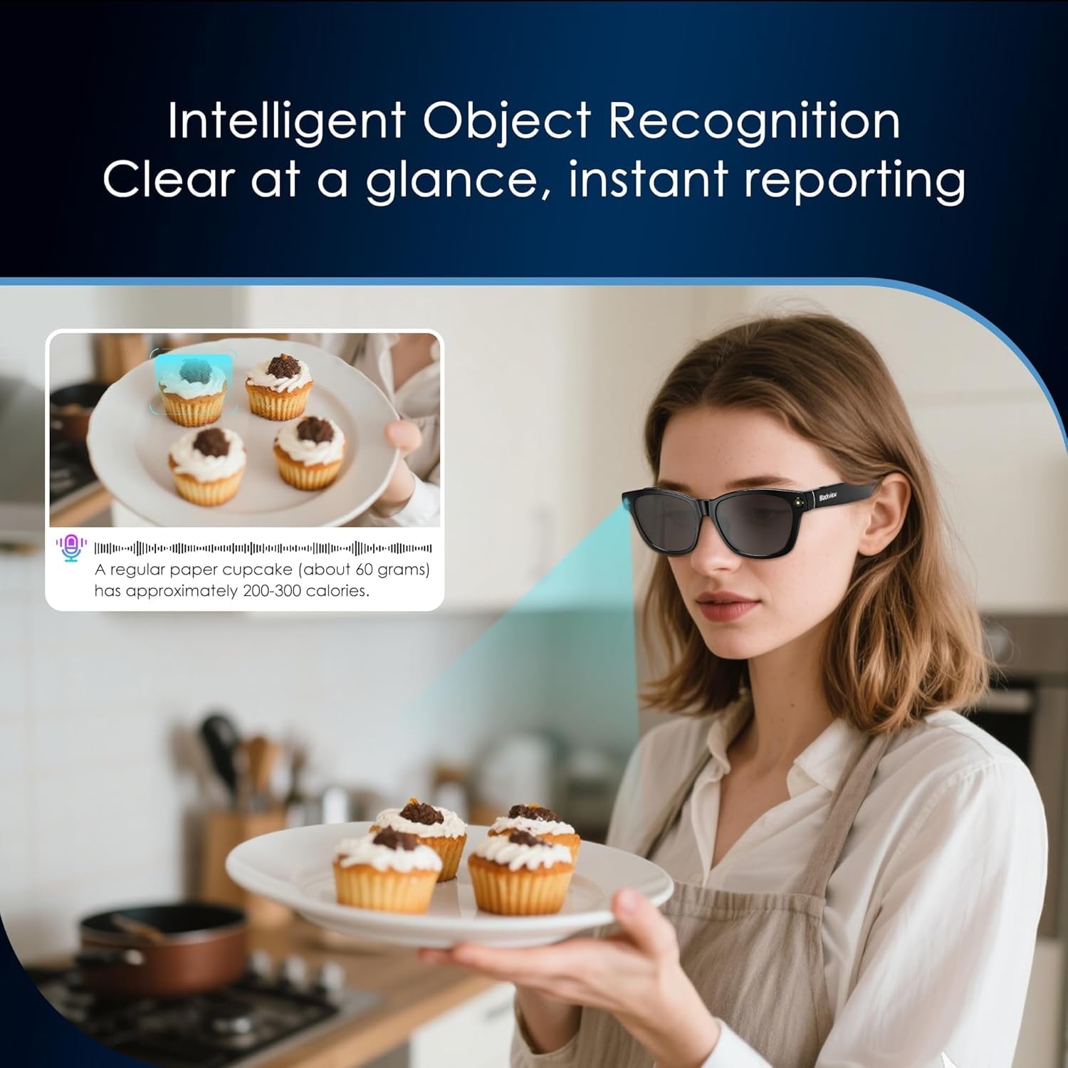 Blackview AI Smart Glasses with Camera, 1080P HD Photo/Video Recording Glasses, Real-Time Translation, AI Voice Assistant, Chat GPT Free, Polarized Sunglasses Lenses for Men/Women