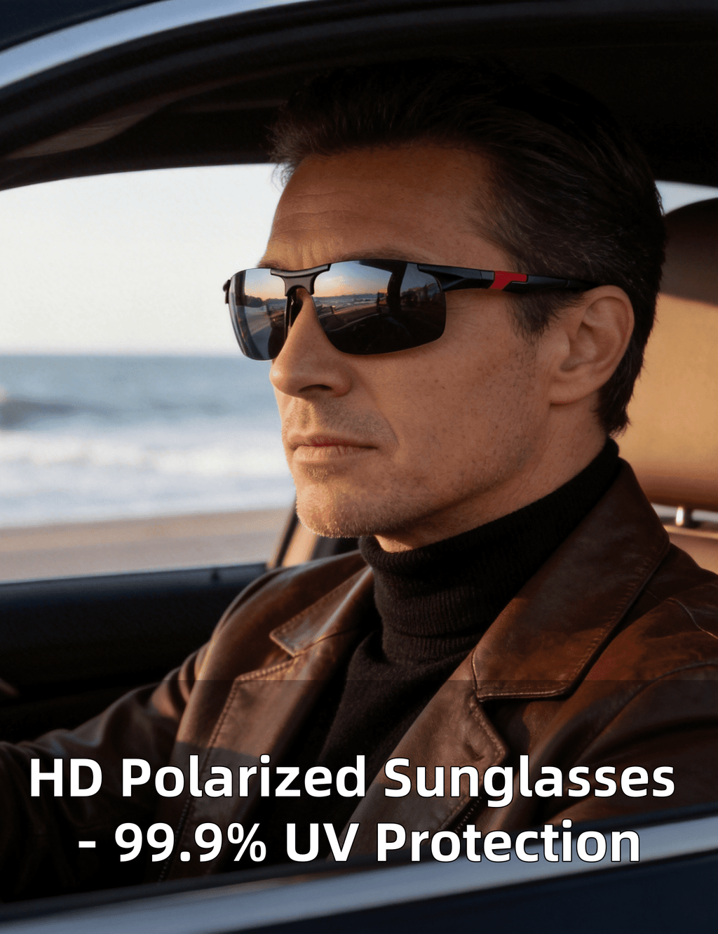 PUKCLAR Mens Driving Sunglasses Polarized Sports Sunglasses Al-Mg Metal Frame Cycling Fishing Golf Goggles