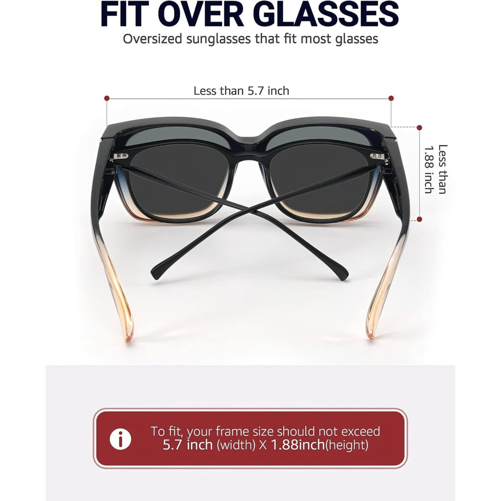 Polarized Sunglasses Fit Over Glasses for Women, Oversized Square Sunglasses for Driving & Outdoor UV400 Protection