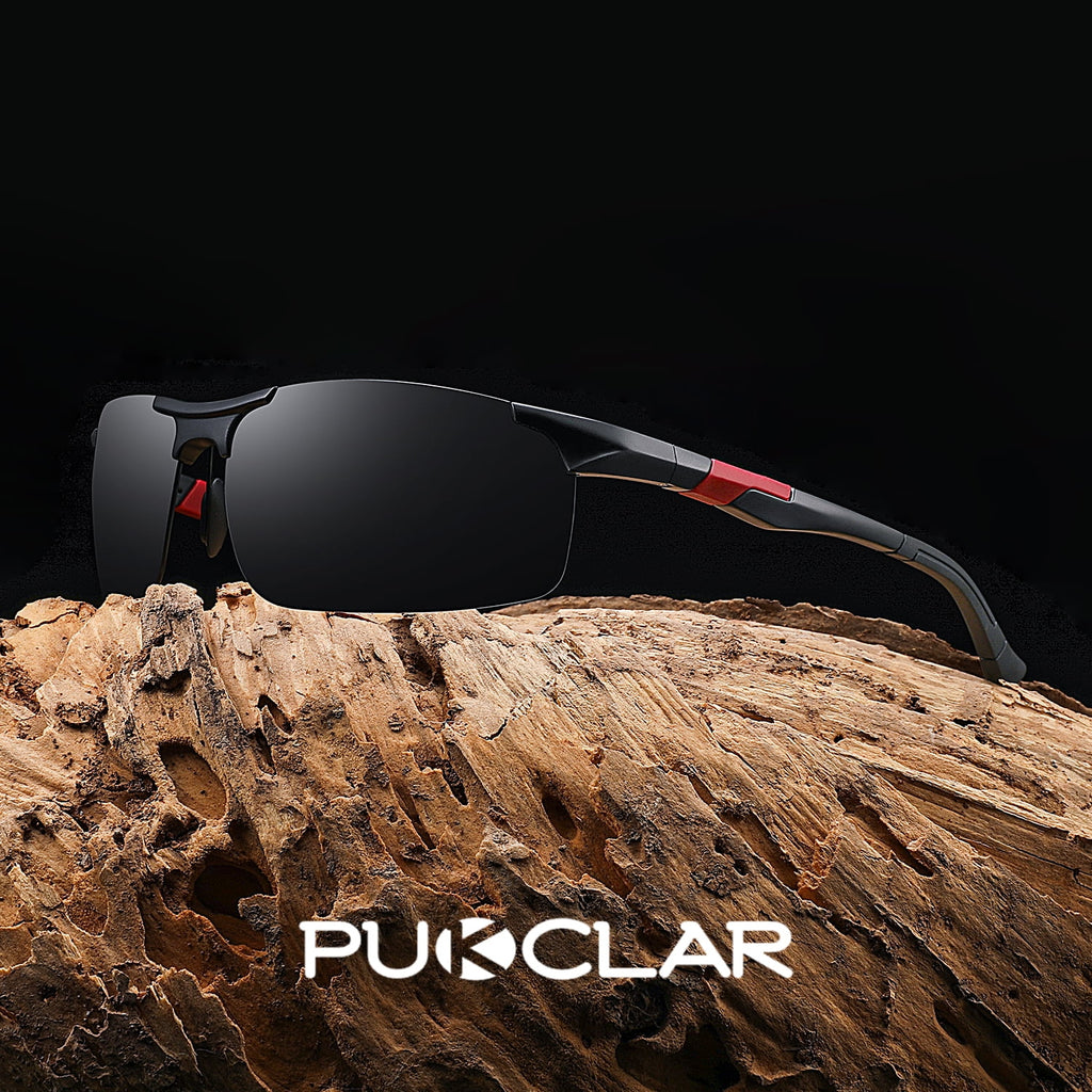 PUKCLAR Mens Driving Sunglasses Polarized Sports Sunglasses Al-Mg Metal Frame Cycling Fishing Golf Goggles