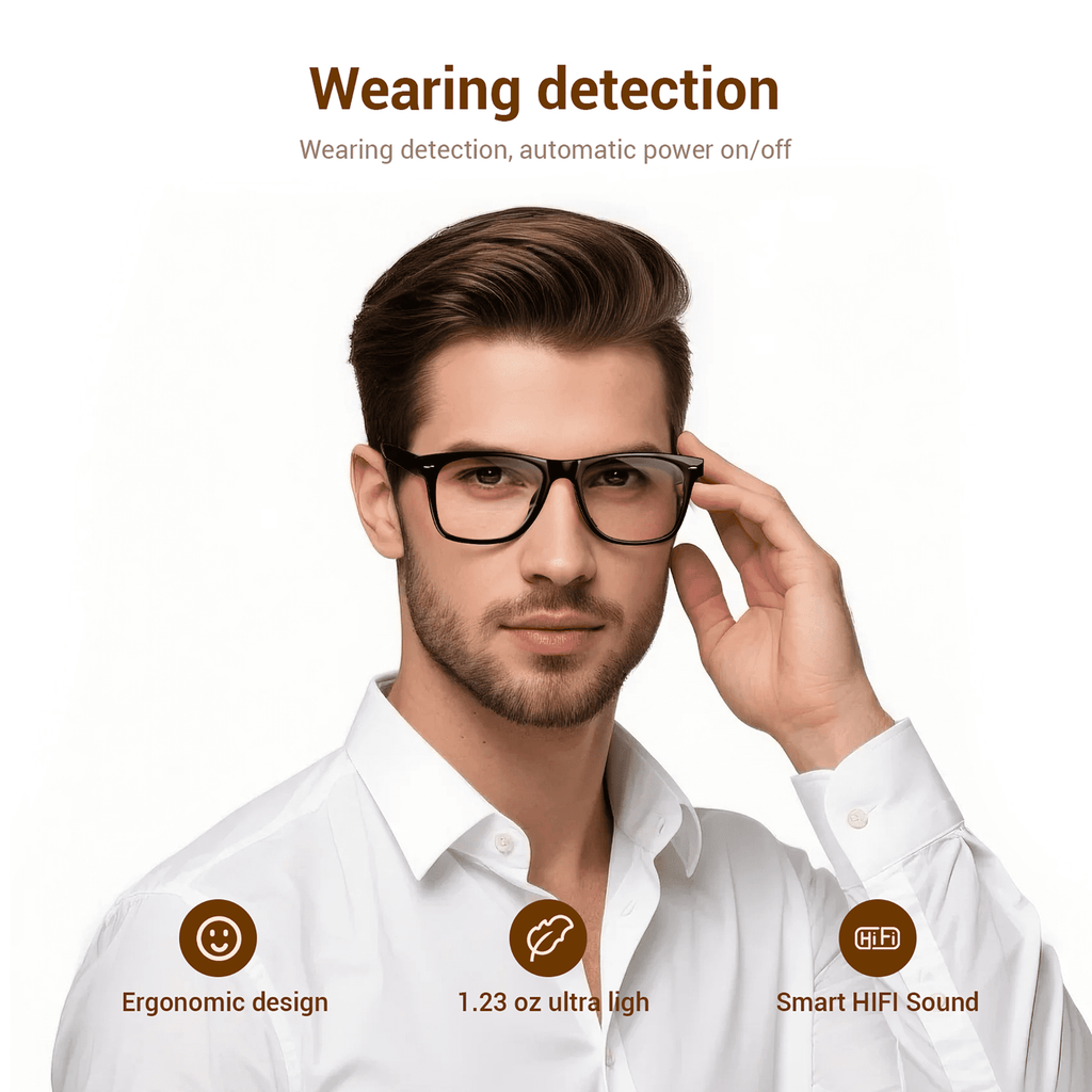 LUOMATE Smart Bluetooth Glasses with Photochromic Lenses for Men and Women - UV/Blue Light Protection, Voice Assistant, Hands-Free Calls, Music Playback, Lightweight for Business & Travel
