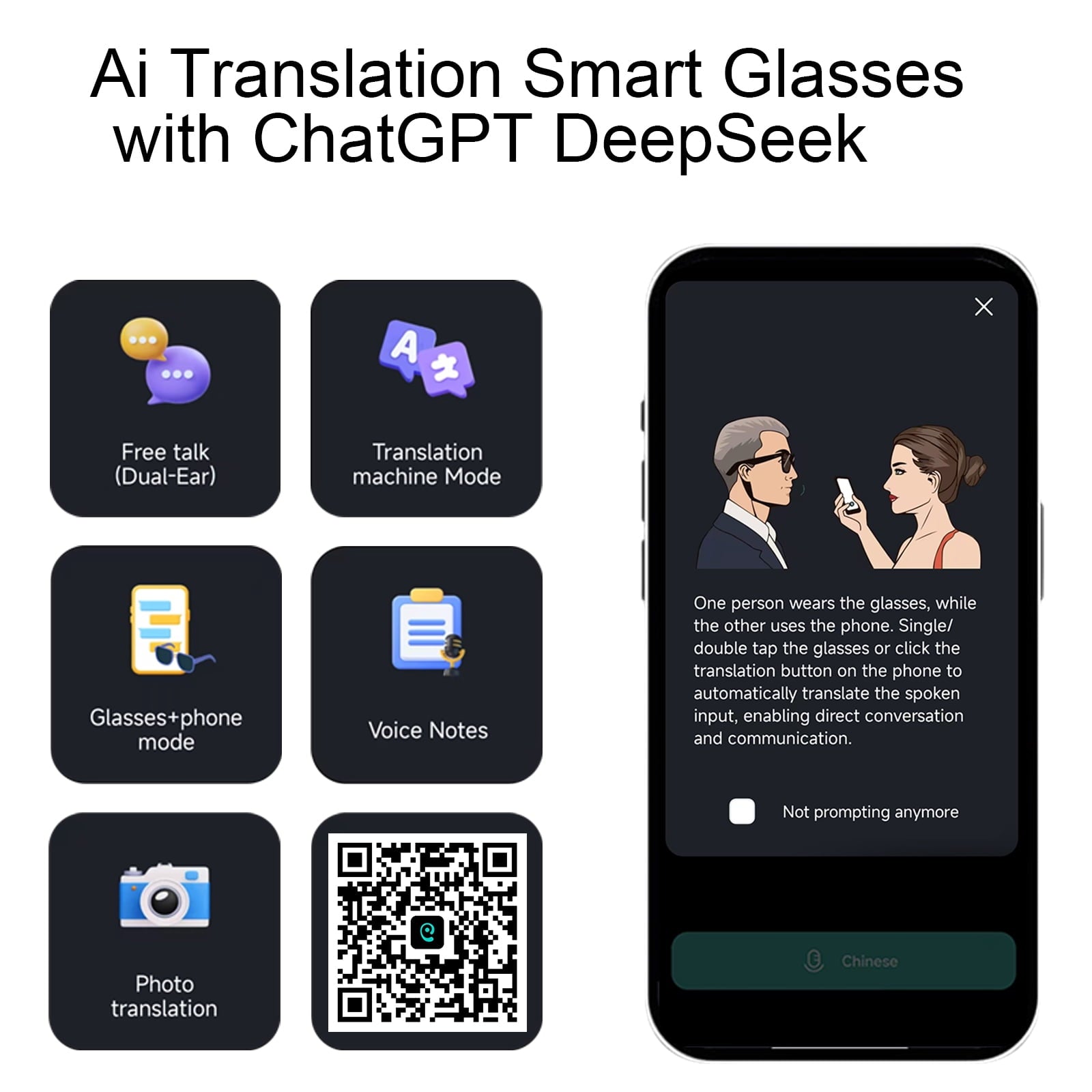 AI Translator Smart Sunglasses - 164 Language Real-Time Translation, UV400 Polarized Photochromic Lenses, Bluetooth 5.3, IPX5 Waterproof, Hands-Free Calling (Brown)