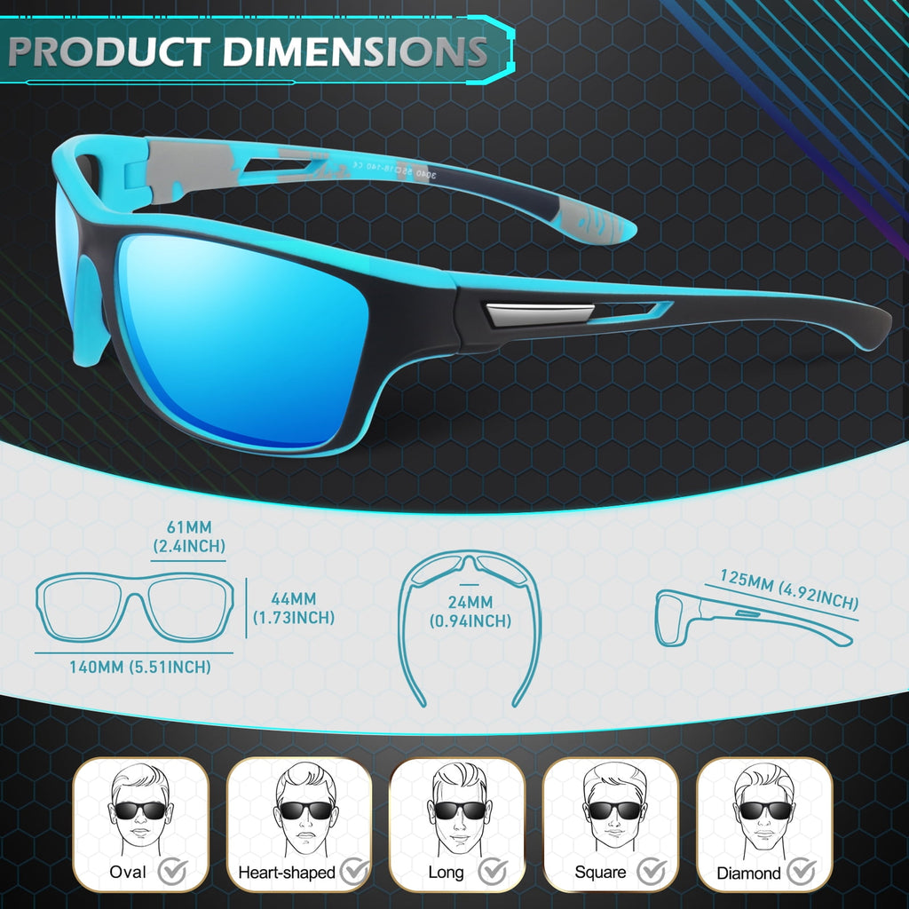 Sunier Sports Polarized Sunglasses for Cycling Driving Fishing 100% UV Protection