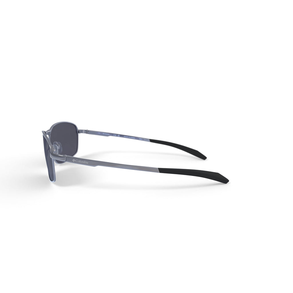 Columbia Fir Ridge Oval Sunglasses with Shiny Dark Gunmetal Frame and Solid Smoke Polarized Lens