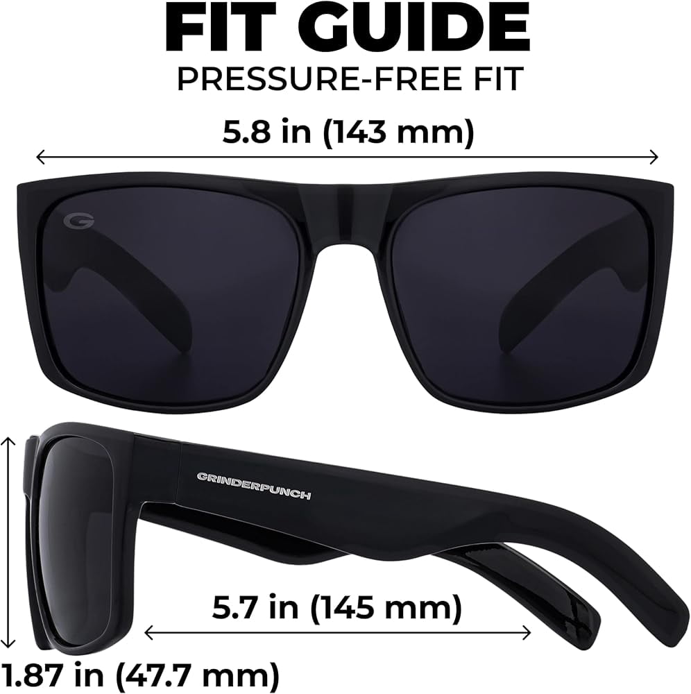 Grinderpunch Super Dark Polarized Sunglasses Men Women Category 4 Sun Glasses Black Out Shades UV400 Protection - 2Pack Super Dark