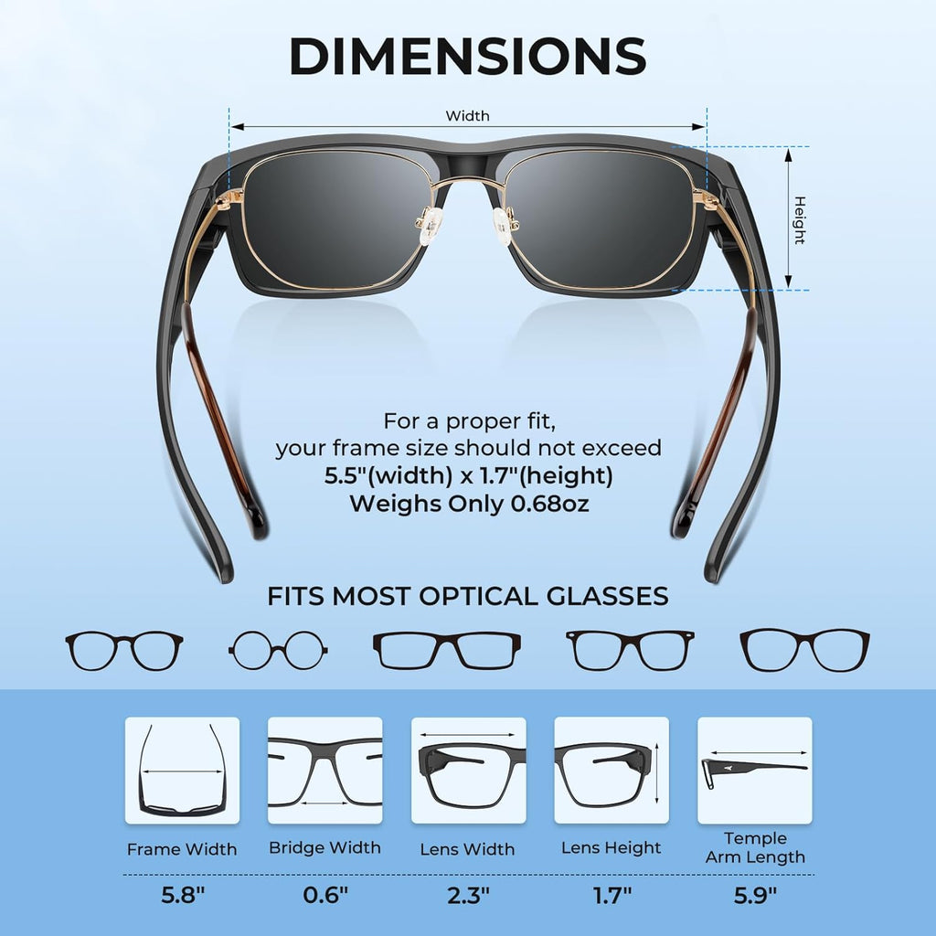 KastKing Molino Fit-Over Polarized Sunglasses,UV400 Protection Ultralight Wraparound Fishing Sports Sunglasses