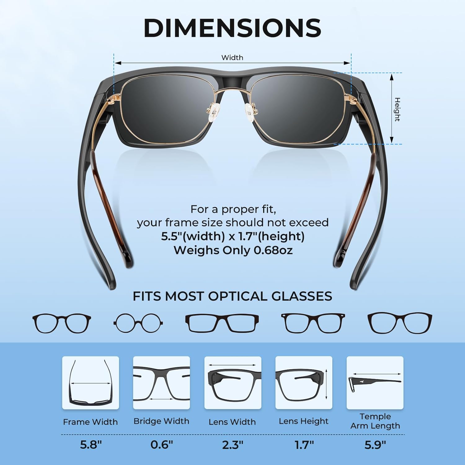 KastKing Molino Fit-Over Polarized Sunglasses,UV400 Protection Ultralight Wraparound Fishing Sports Sunglasses