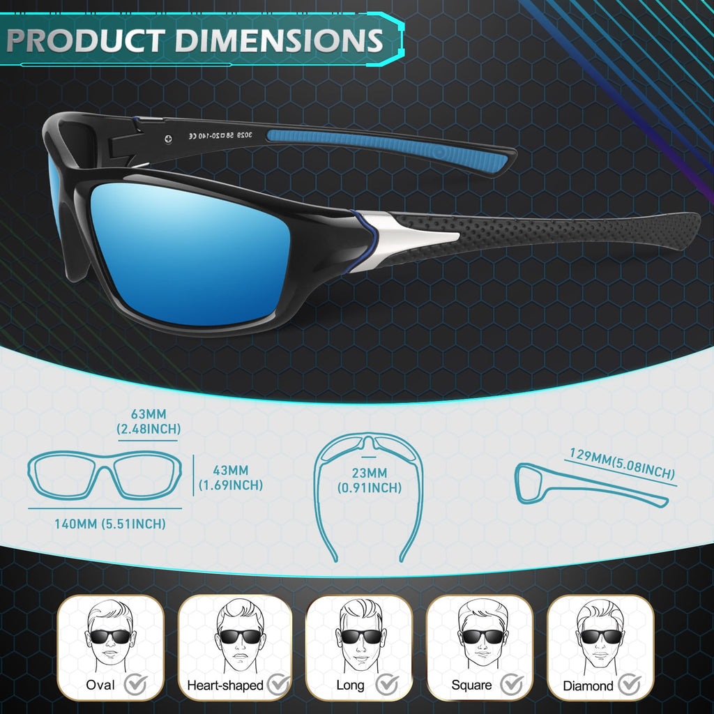 Sunier Polarized Sports Sunglasses for Men Women, Fishing Driving Outdoor Shades