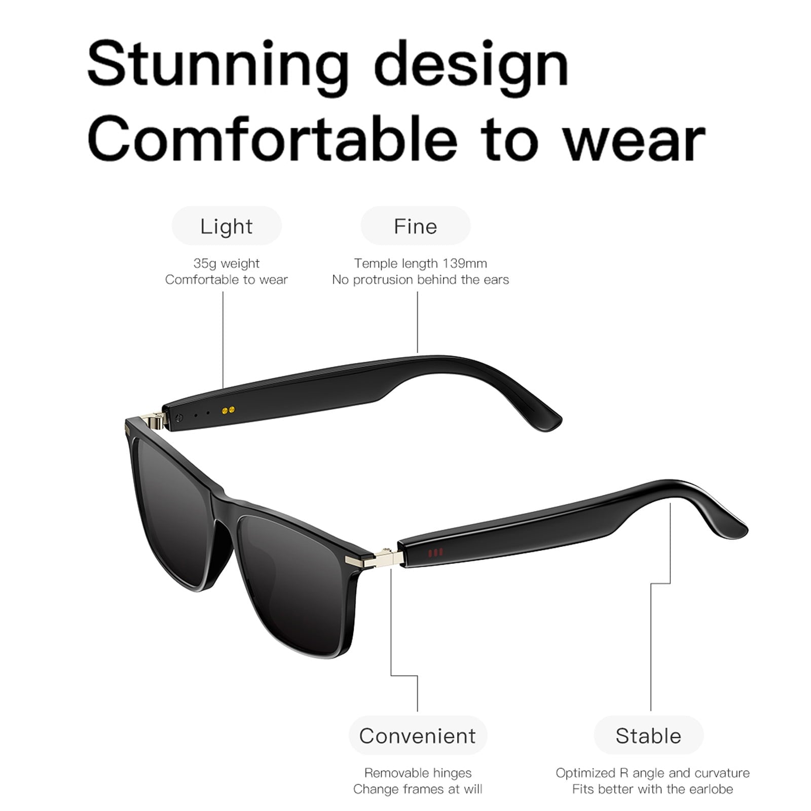 Hivisuals AI Smart Glasses with Open-Ear Audio, Bluetooth 5.4, 6H Playback, Hands-Free Calls, Translation Assistant – UV400 Sunglasses for Travel & Daily Wear