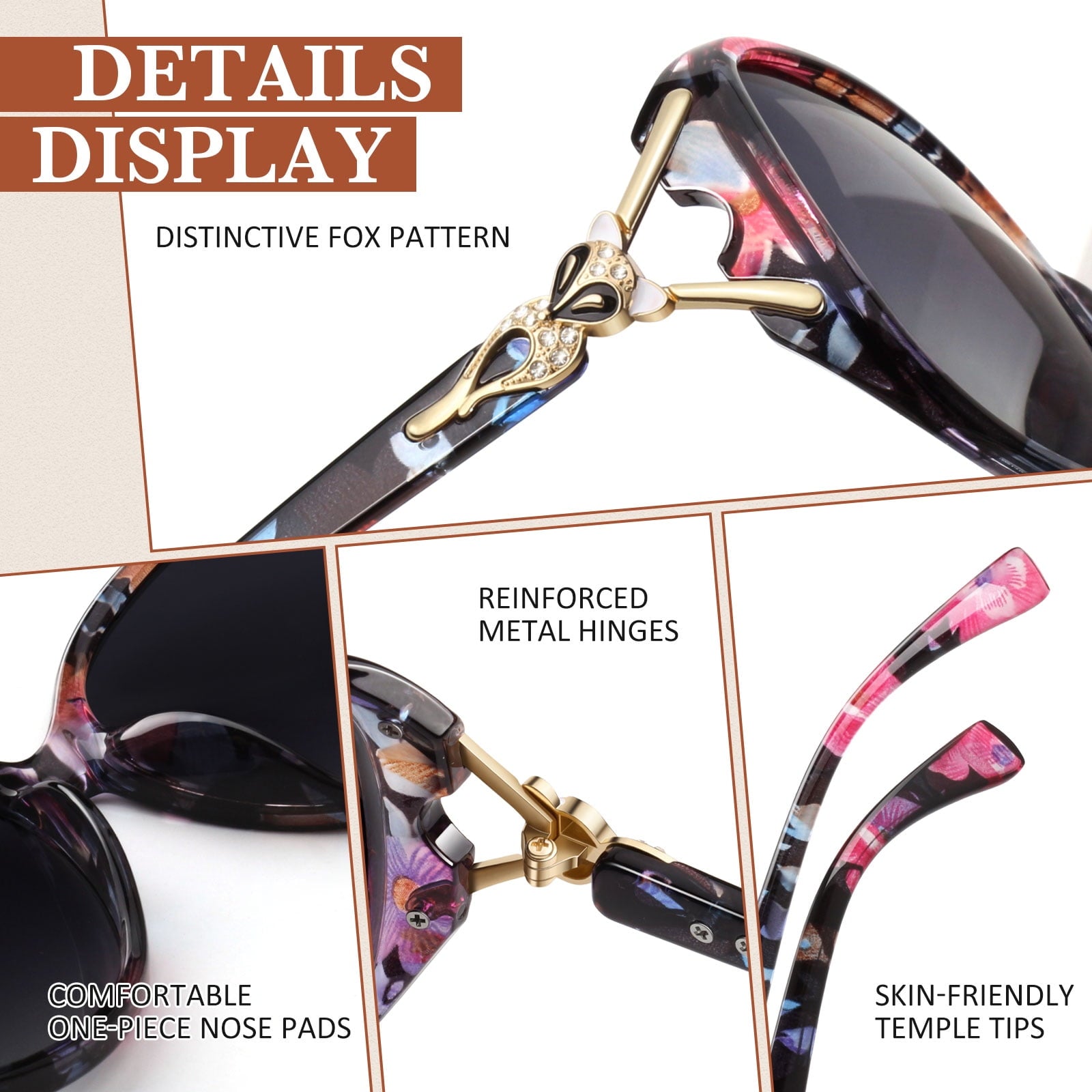 Sunier Retro Oversized Butterfly Polarized Sunglasses for Women Elegant Ladies Shades-2 Pairs