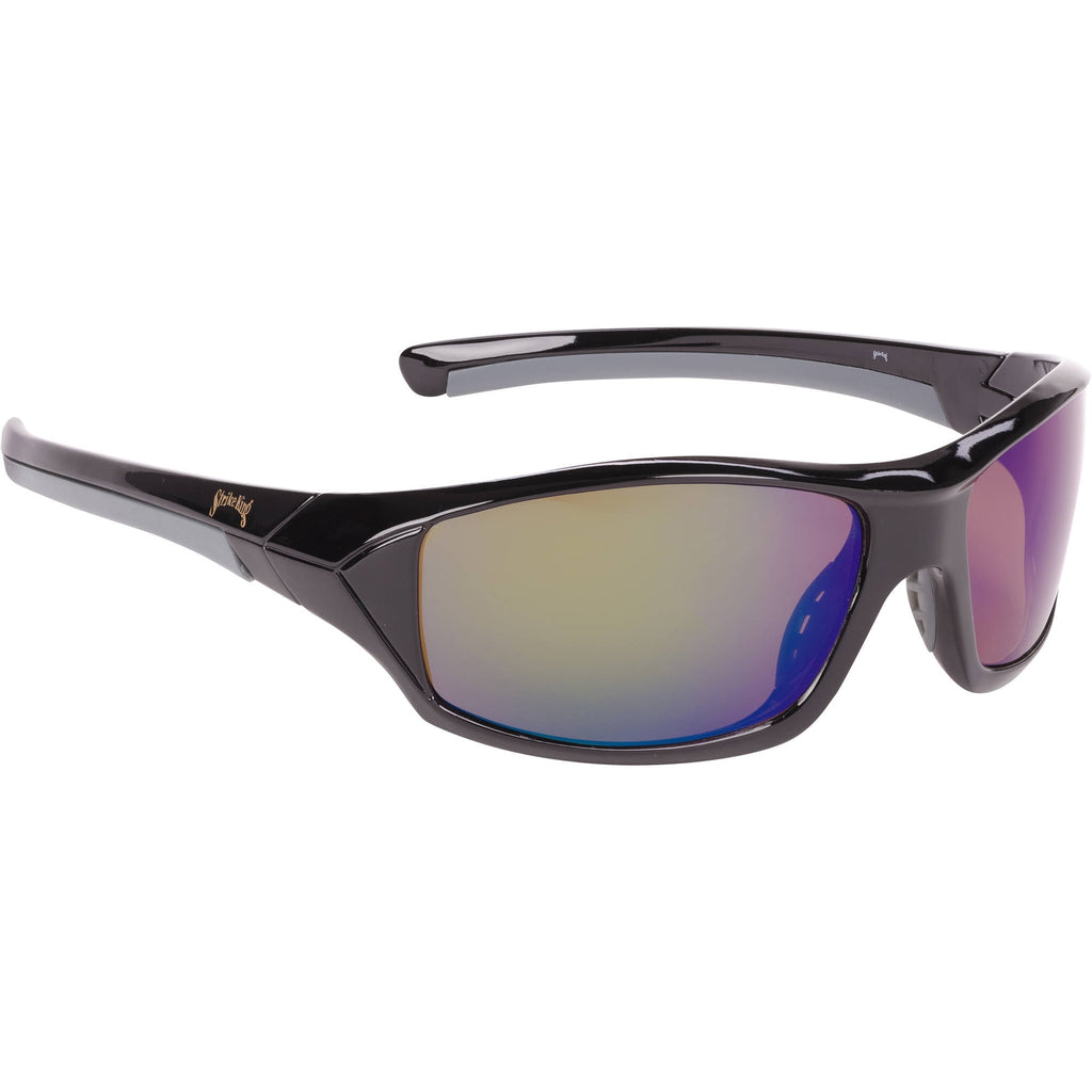 (2 pack) Strike King Polarized Performance Sunglasses Shiny Black Frame with Blue Mirror Lens Full Rim Frame, Male Adult