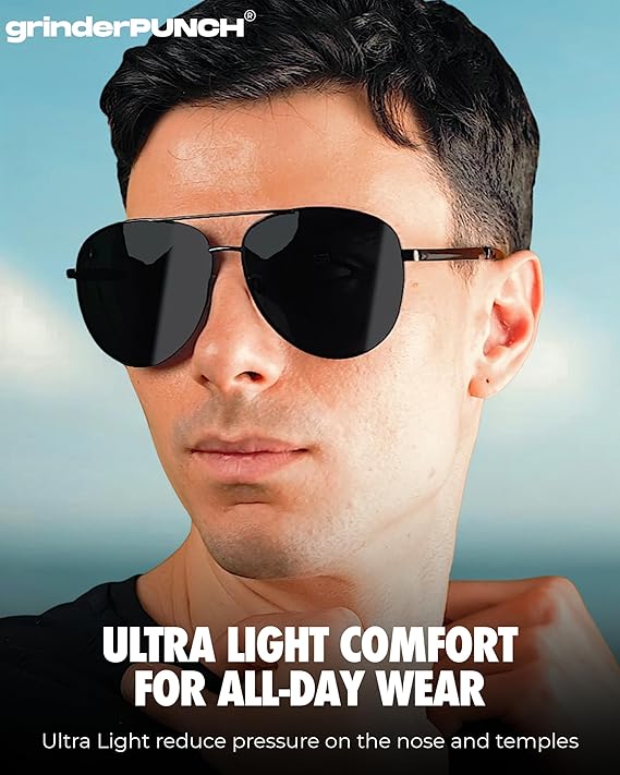 grinderPUNCH Big XL Wide Frame Extra Large Aviator Sunglasses Oversized For Men Women UV Protection