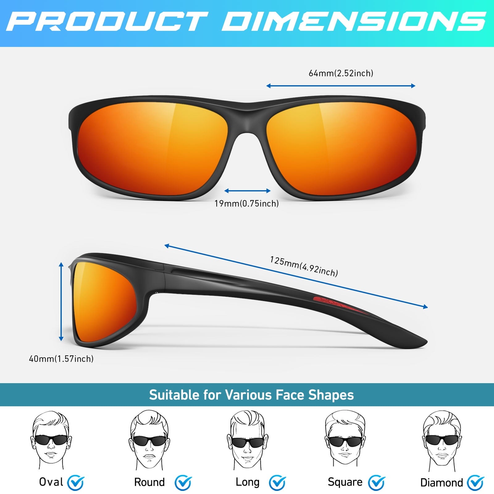 LINVO Sports Polarized Sunglasses for Men Women, Wrap-Around for Fishing, Cycling & Running, UV400 Protection-2 Pack