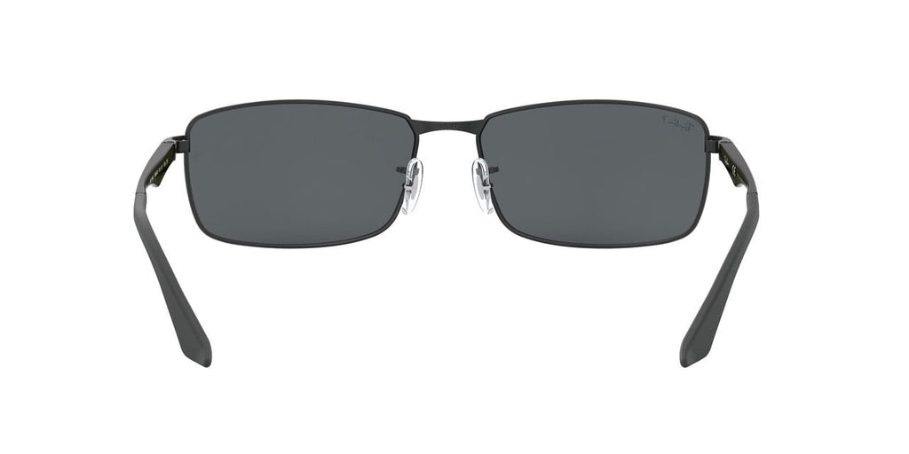 RAY-BAN RB3498 RB3498 Rectangle Shape Sunglasses Matte Black Frame | Polarized Grey Lens 61mm