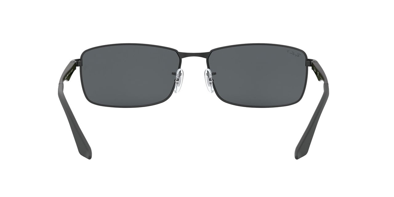 RAY-BAN RB3498 RB3498 Rectangle Shape Sunglasses Matte Black Frame | Polarized Grey Lens 61mm