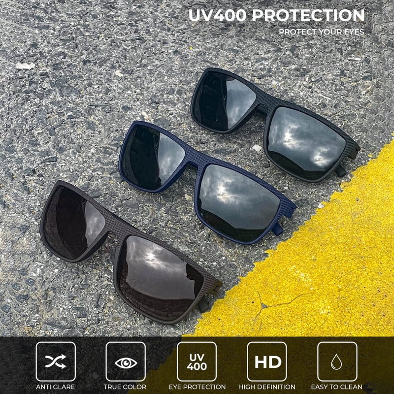 KALIYADI Polarized Sunglasses Men,Lightweight Mens Sunglasses Polarized UV Protection Driving Fishing Golf (Black/Brown/Dark Blue&Grey)