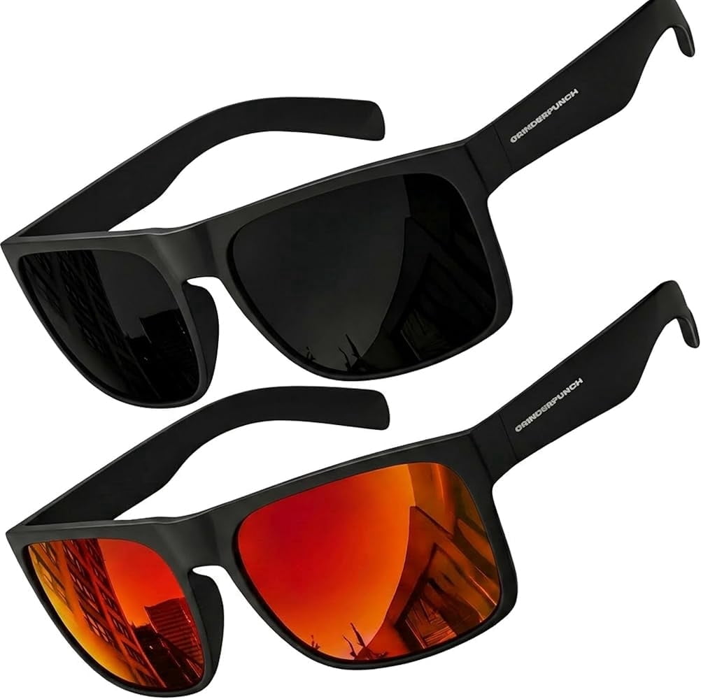 Grinderpunch Super Dark Polarized Sunglasses Men Women Category 4 Sun Glasses Black Out Shades UV400 Protection - 2Pack Super Dark - Polarized Sunglasses