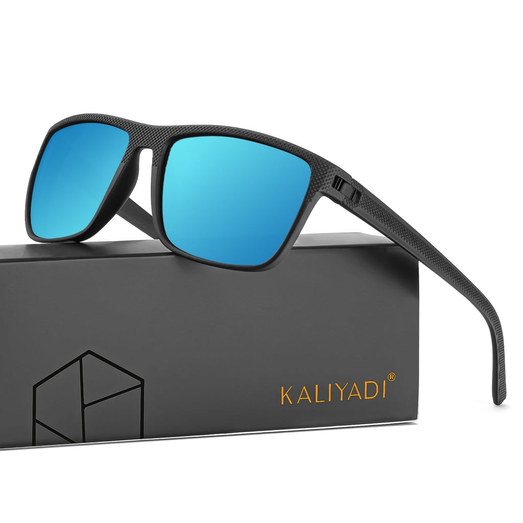 KALIYADI Polarized Sunglasses Men,Lightweight Mens Sunglasses Polarized UV Protection Driving Fishing Golf (Black/Brown/Dark Blue&Grey) - Polarized Sunglasses